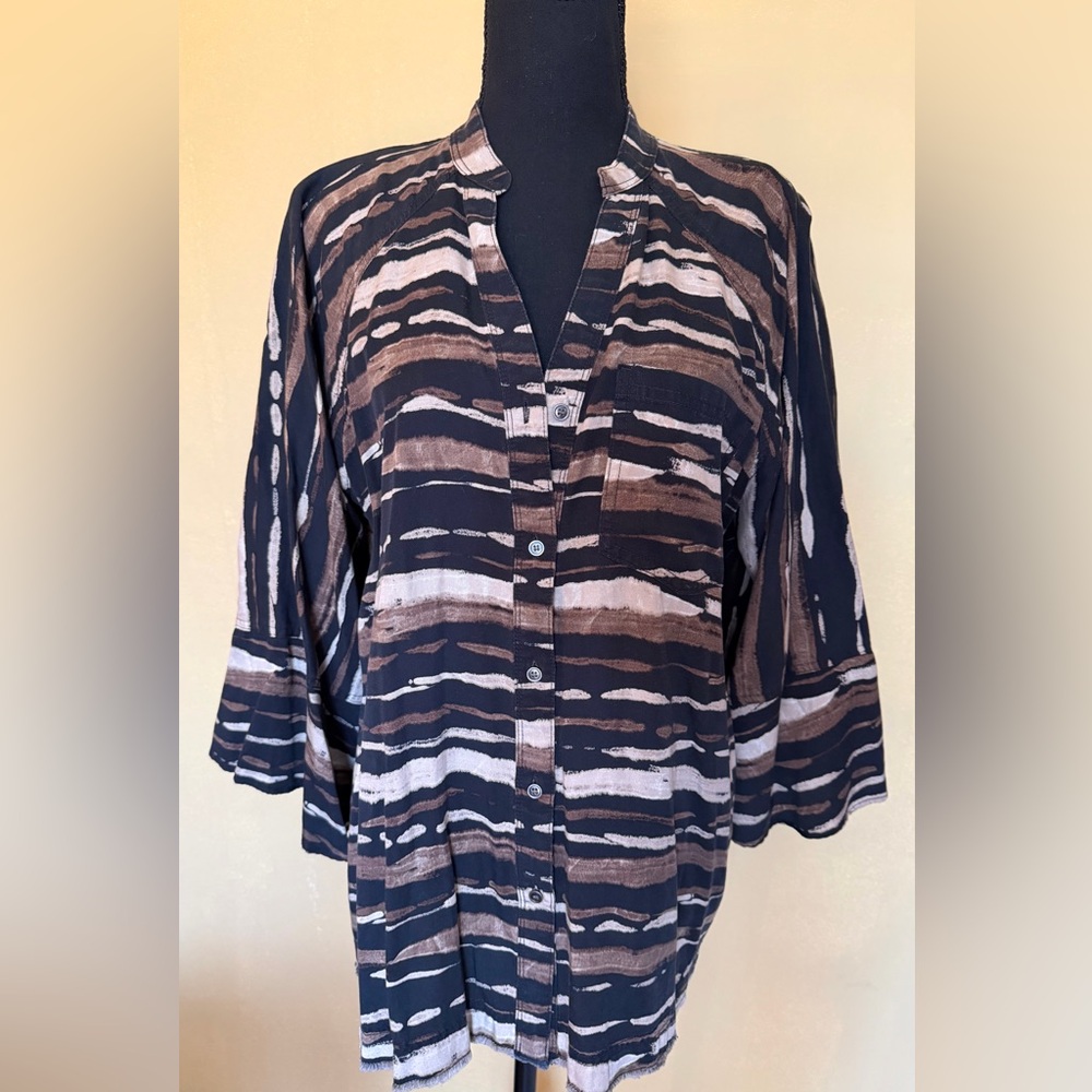 Westbound Black and Brown Striped Button Down Shirt